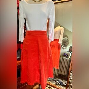 Vintage Women's Red A-Line Corduroy Skirt